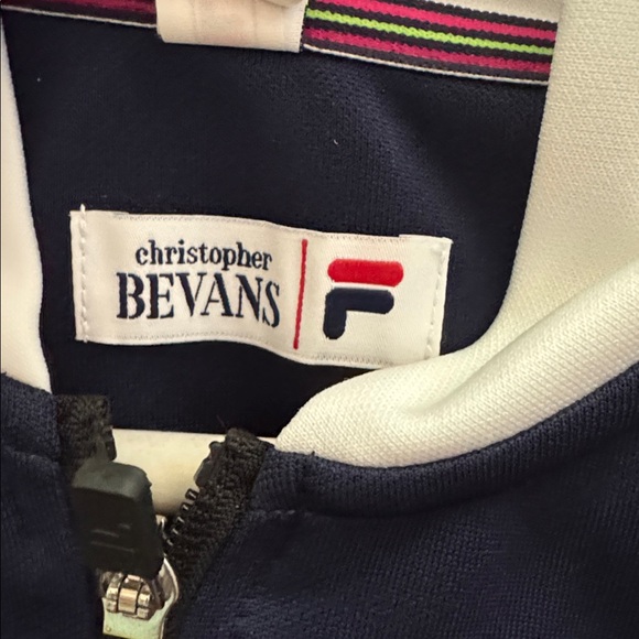 Fila Navy Jacket with Pink Logo and Multicolor Wave Panels - Picture 2 of 2